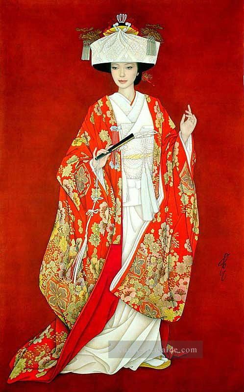 Feng cj Chinesisch Mädchen in rot Ölgemälde